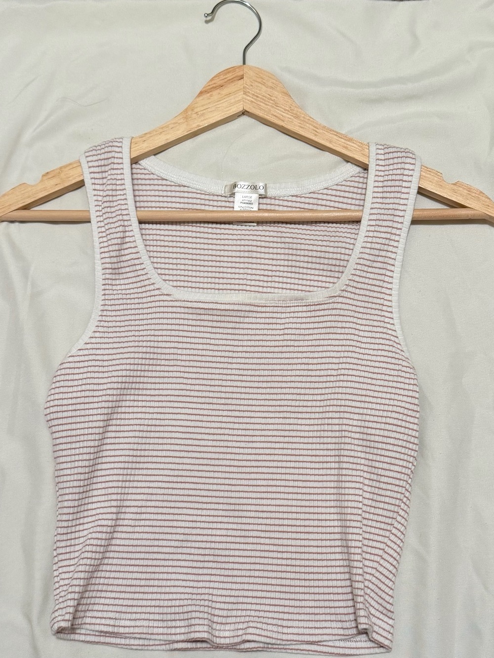 Bozzolo Ribbed Square-Neck Tank Top - Pink & White Stripe